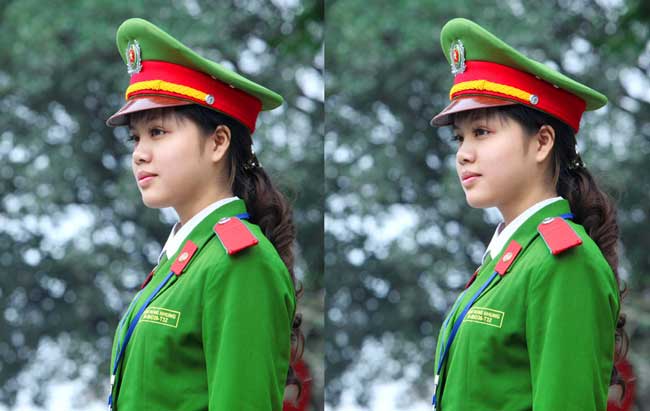 Hồng Nhung là một trong những hot girl của Học viện Cảnh sát Nhân dân được cử đi tăng cường giao thông ở các tuyến phố lớn Hà Nội. Đây đã là lần thứ hai cô tham gia công việc này nhưng năm nay mới trực tiếp đứng chốt.