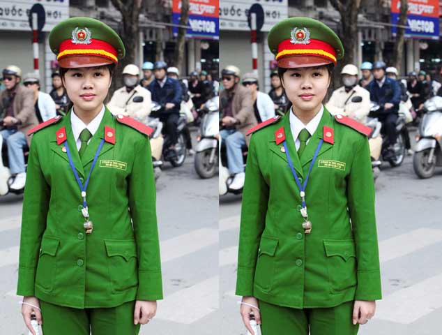 Trong quá trình tham gia điều tiết giao thông, Hồng Nhung và nhiều nữ học viên khác khá mệt mỏi vì thời tiết thay đổi thất thường và chưa quen công việc.