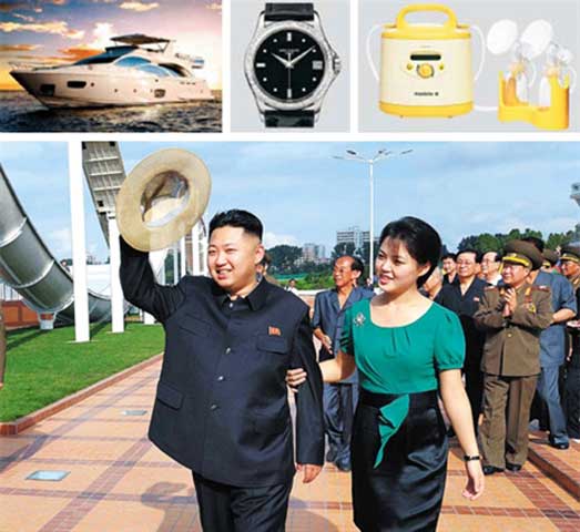 Còn nữa, ông Kim Jong Un cũng đã sắm cho mình chiếc đồng hồ cao cấp từ Thụy Sĩ. Chiếc đồng hồ này có giá khoảng 100 triệu Won và được ông đeo vào hồi tháng 10 năm 2010 trong một buổi lễ sang trọng. Không chỉ có các sản phẩm tư trang cao cấp, ông Kim Jong Un cũng đầu tư vào việc nhập khẩu các sản phẩm đồ chơi dành cho trẻ em. Nhiều người cho rằng ông Kim Jong Un đang sắm đồ cho con gái của ông Kim và phu nhân Ri Sol-ju.