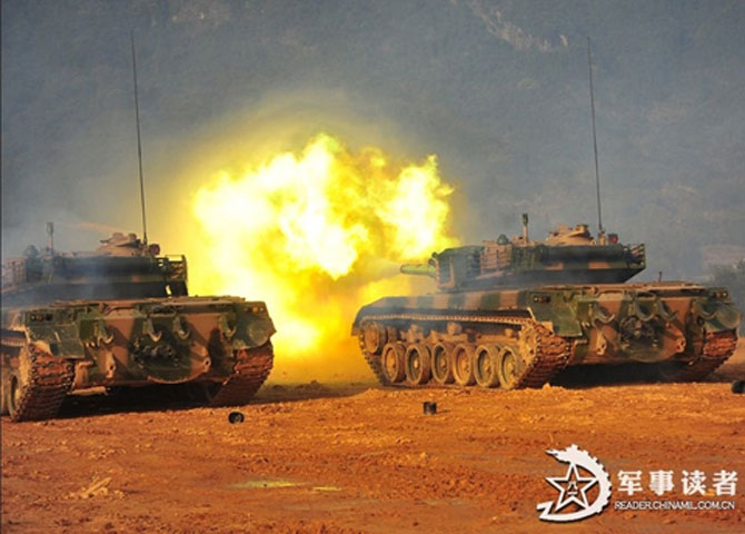 Cuộc tập trận bao gồm các xe tăng chủ lực kiểu 96, do Trung Quốc tự chế tạo. Xe được đưa vào sử dụng trong Quân Giải phóng Nhân dân Trung Quốc từ năm 1997. Đến năm 2008 đã có khoảng 1500 xe này được trao cho quân đội. 