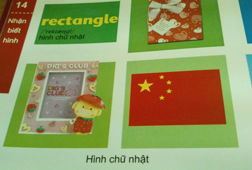 Và hình ảnh cờ Trung Quốc trong cuốn Bách khoa thư đầu đời cho trẻ - Từ điển bằng hình cho trẻ em (trang 14) - Ảnh: Nguyên Mi chụp lại trang sách