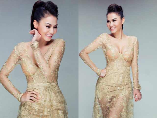  Thu Minh diện một chiếc váy lưới màu nude, khoe vòng một căng tròn, gợi cảm. Với việc kết hợp tinh tế chiếc áo xuyên thấu, nhiều người cho rằng gu thời trang của Thu Minh hiện nay không thua kém so với Hồ Ngọc Hà.