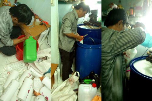 Sản xuất mỹ phẩm giả hàng hiệu từ hóa chất trôi nổi. 