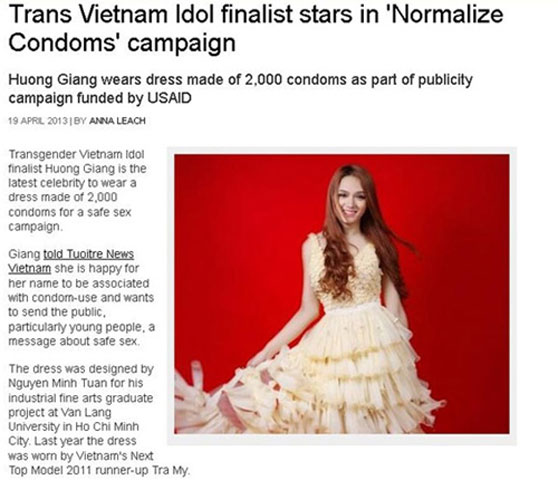  Mới đây, trang đồng tính nổi tiếng của Anh Gaystarnews đã đưa tin về ca sỹ chuyển giới người Việt xinh đẹp Hương Giang Idol.