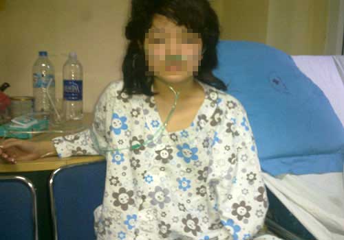 Chị Lê Thanh Nga đang điều trị tại bệnh viện.