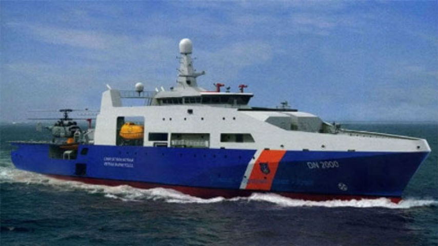 Tàu DN 2000 trang bị cho lực lượng cảnh sát biển - sản phẩm hợp tác chế tạo cùng với tập đoàn Damen (Hà Lan).