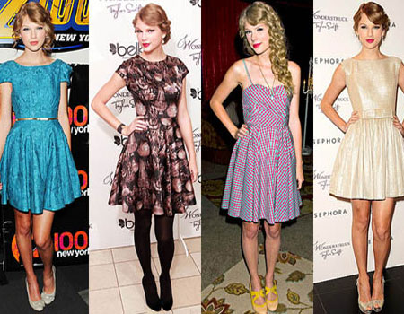 Cùng ngắm những bộ váy thời trang duyên dáng của Taylor Swift.
