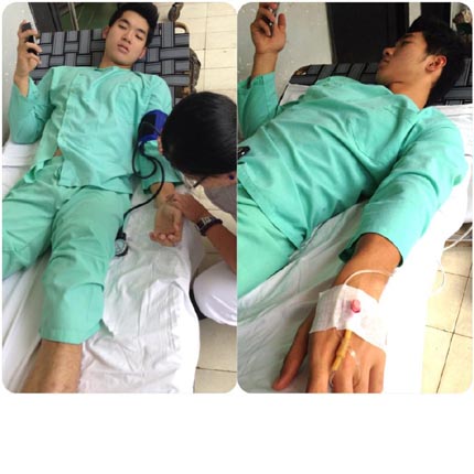  Mới đây, Trương Nam Thành đã đăng tải hình ảnh mặc áo bệnh nhân nằm trong bệnh viện Chấn thương chỉnh hình, cùng với dòng chia sẻ 