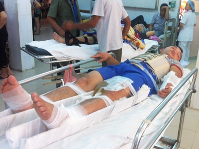 Bệnh nhân Huấn bị đa chấn thương, đang cấp cứu tại BV Việt Đức. 