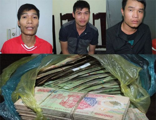 Ba tên đạo trích và số tiền trong két sắt bị chúng ăn trộm tại UBND xã