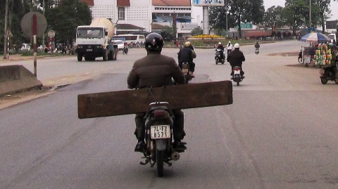 Dùng xe máy chở gỗ lậu xảy ra phổ biến tại Quảng Bình.