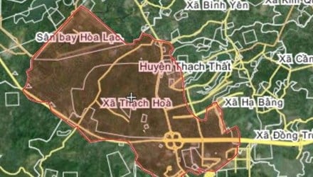 Bản đồ khu vực xã Hòa Thạch, huyện Thạch Thất, Hà Nội, nơi xảy ra tai nạn của máy bay MI - 171 sáng nay.