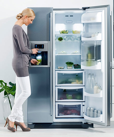 Tủ lạnh. Làm sạch bên trong, cánh cửa, và bên ngoài tủ lạnh với nước xà phòng ấm một lần/tháng. Để loại bỏ mùi hôi, pha nước với giấm tỉ lệ 50-50 để làm sạch tủ, sau đó để tủ lạnh chạy không tải khoảng 1-2 tiếng. Trong quá trình sử dụng, bạn có thể cho một ít trà khô, khăn tay sạch, cà phê… vào trong tủ để khử mùi hôi. Nếu thực phẩm bị đổ ra tủ, hãy làm sạch ngay lập tức để ngăn ngừa mùi hôi tạo điều kiện cho vi khuẩn phát triển.