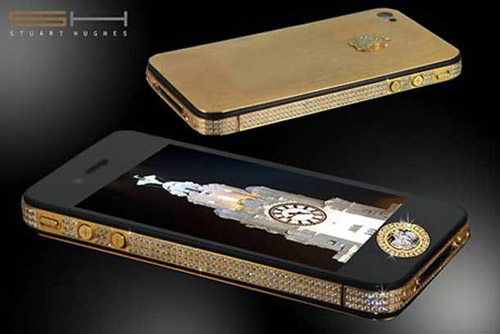 Chiếc điện thoại đắt nhất là iPhone 4S Elite Gold giá 9.4 triệu USD. Mặt sau của chiếc điện thoại này được làm hoàn toàn bằng vàng và logo của Apple được đính 53 viên kim cương.