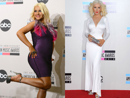 Christina Aguilera. Trong thời gian mang thai cậu bé Max, cơ thể của Christina Aguilera vô cùng to lớn nhưng cô vẫn không lo lắng về điều đó. Và chỉ 6 tháng sau khi sinh, với cường độ tập luyện liên tục (5 ngày/tuần), nữ ca sĩ tóc vàng xinh đẹp đã lấy lại được thân hình gọn gàng như trước của mình. Phát biểu về điều này, Christina Aguilera cho biết: "Cơ thể lớn hay nhỏ đều không quan trọng, quan trọng là bạn xác định, mình có gợi cảm hay không".