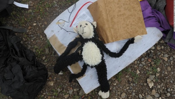 Một chú khỉ nhồi bông trên “nghĩa địa MH17”.