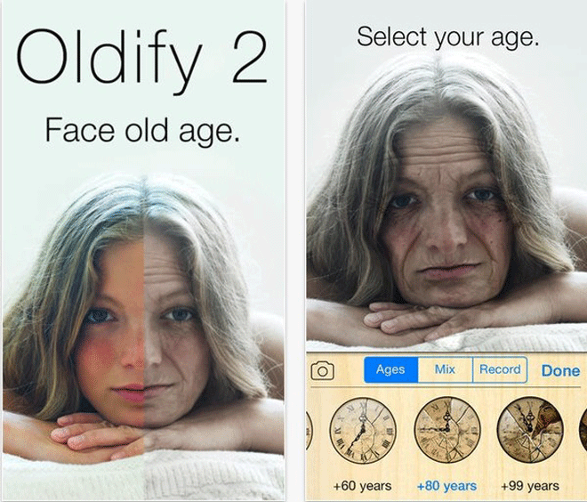 Oldify 2 cho phép người dùng chọn số năm được "tua nhanh" đồng thời còn cho phép người dùng tạo đoạn video về sự... lão hóa của mình.