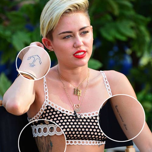 Miley Cyrus cũng sở hữu nhiều hình xăm.