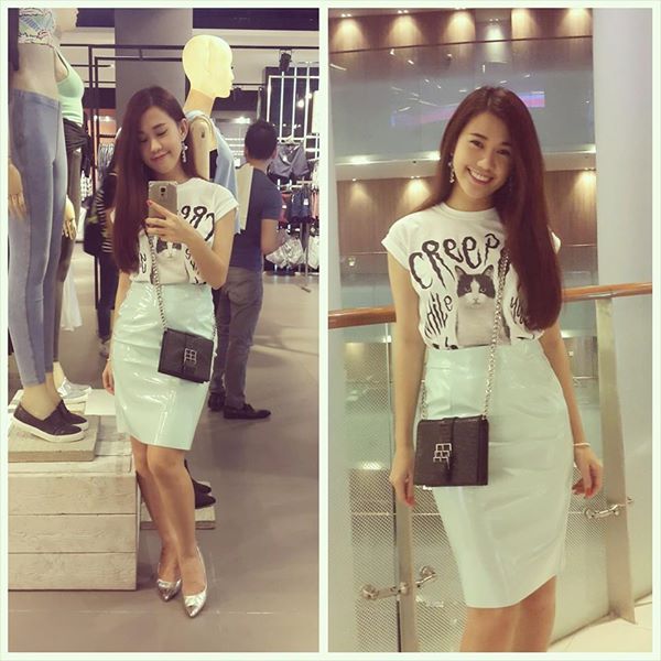 Hot girl Ngọc Thảo xinh xắn đi mua sắm.