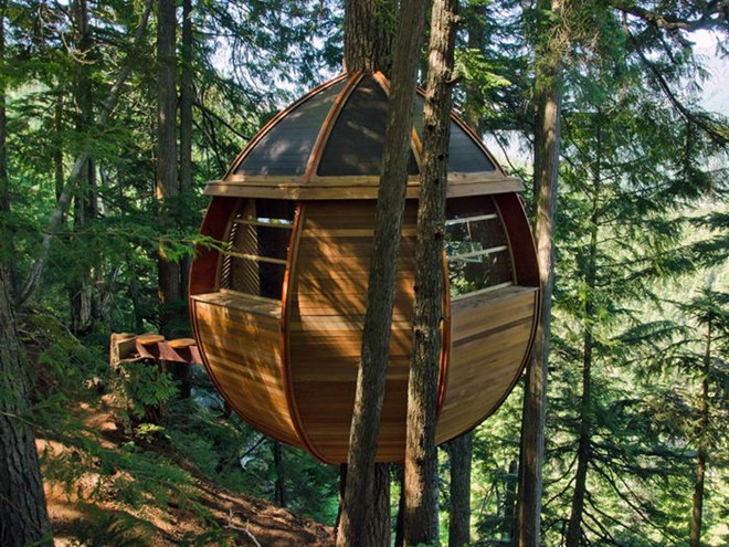 Nằm ở Whistler Woods, Canada, ngôi nhà có cấu trúc hình quả trứng này đã được bí mật xây dựng bởi kiến trúc sư Joel Allen.