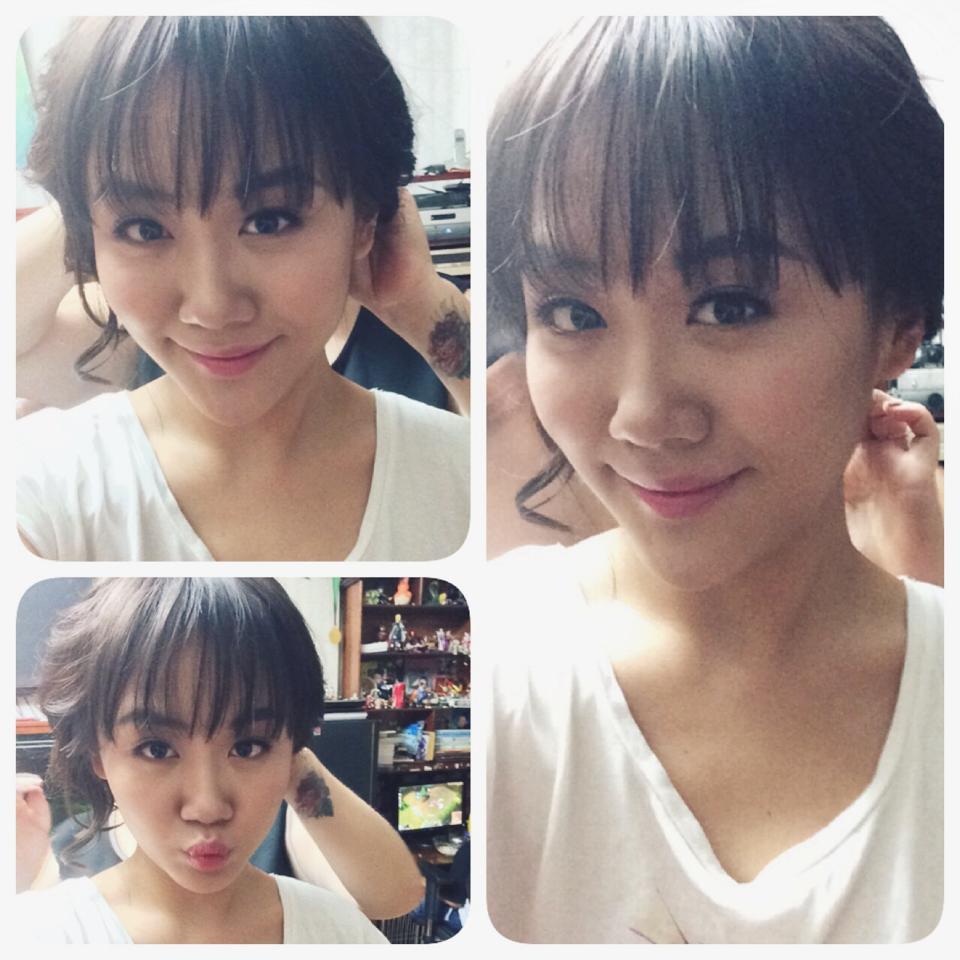 Văm Mai Hương khoe tóc trước khi đi diễn "Make up làm tóc đi diễn này có ai coi mình hát không".