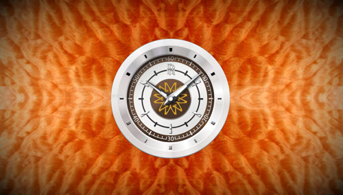 Biểu tượng mặt trời phương Đông trên đồng hồ thời gian ở trung tâm điều khiển xe.