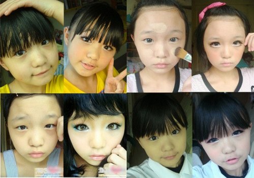 Cô bé Xiao Wa nổi tiếng mạng Trung Quốc sau khi đăng tải các bài hướng dẫn makeup cho chính cô bé thực hiện.