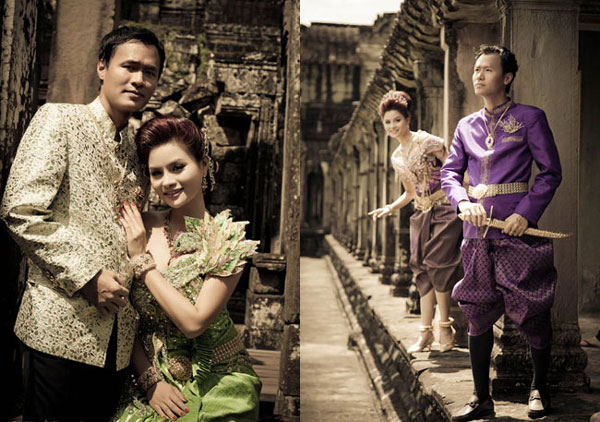 Hai người thực hiện bộ ảnh đầy nghệ thuật mang đậm truyền thống Campuchia.