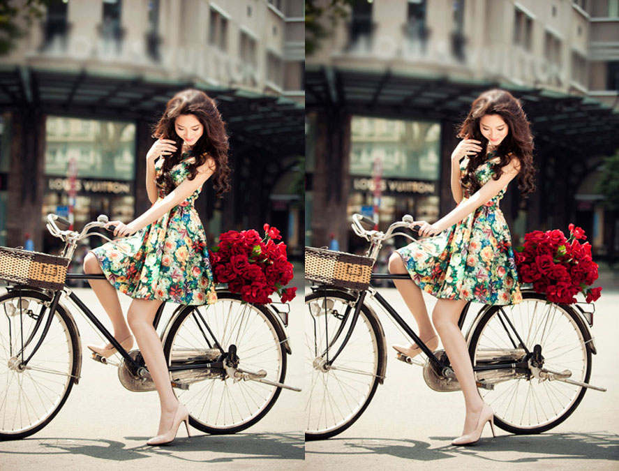 Cô chọn xe đạp làm 'đạo cụ' trong bộ ảnh của mình.