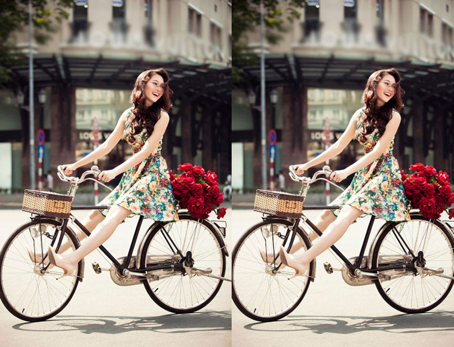 Với vẻ đẹp mong manh của mình, Thu Thảo càng đẹp hơn khi xuất hiện cùng xe đạp.