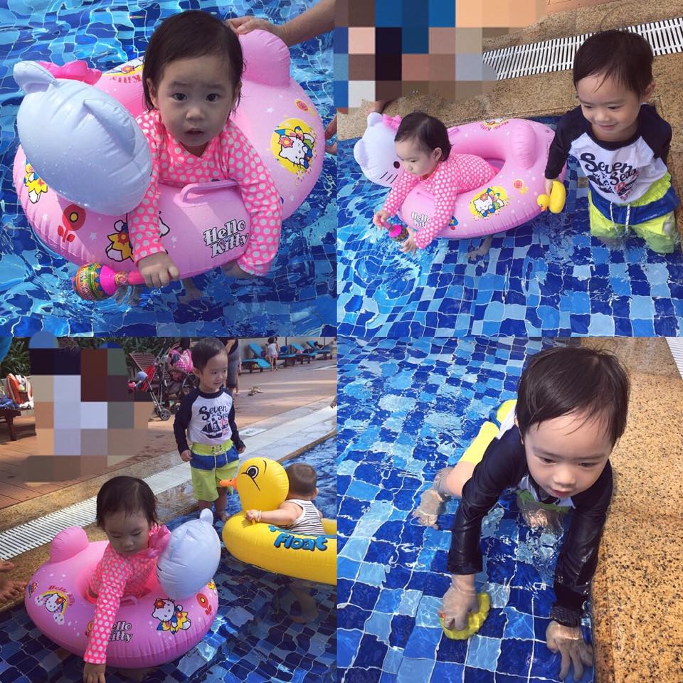 Cuối tuần con của ca sĩ Lý Hải được mẹ cho đi bơi.