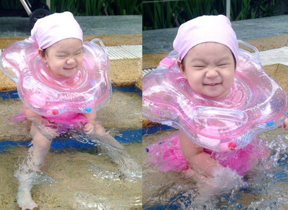 Hai nhóc tỳ nhà Lý Hải - Minh Hà, Rio và Cherry, rất thích đi bơi. Đây là hình ảnh mới nhất của cô nhóc đáng yêu Cherry khi được ba mẹ đưa đi chơi.