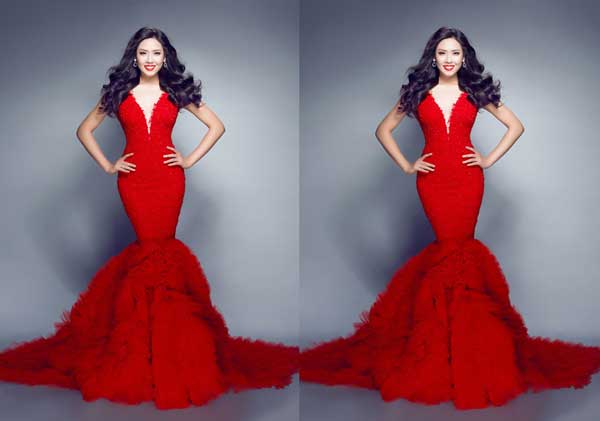 Tới với Hoa hậu Thế giới 2014, Nguyễn Thị Loan mang theo ba bộ trang phục dạ hội.
