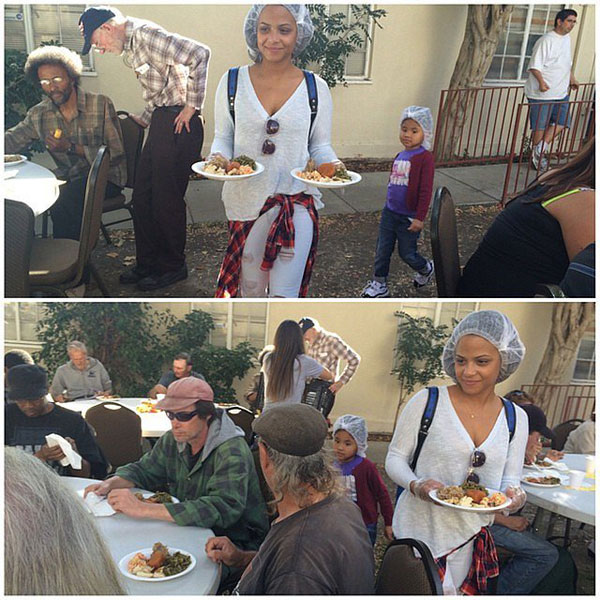 Ca sĩ kiêm diễn viên Christina Milian lại cùng con gái trải qua ngày lễ Tạ ơn ý nghĩa khi đến nấu ăn cho những người vô gia cư.