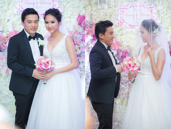Sau lễ rước dâu, Lam Trường và Yến Phương đã tổ chức tiệc cưới vào tối 27/11.