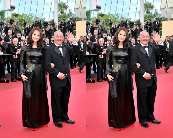 Anh Thư già hóa và kém sắc với chiếc áo dài đen tại LHP Cannes.