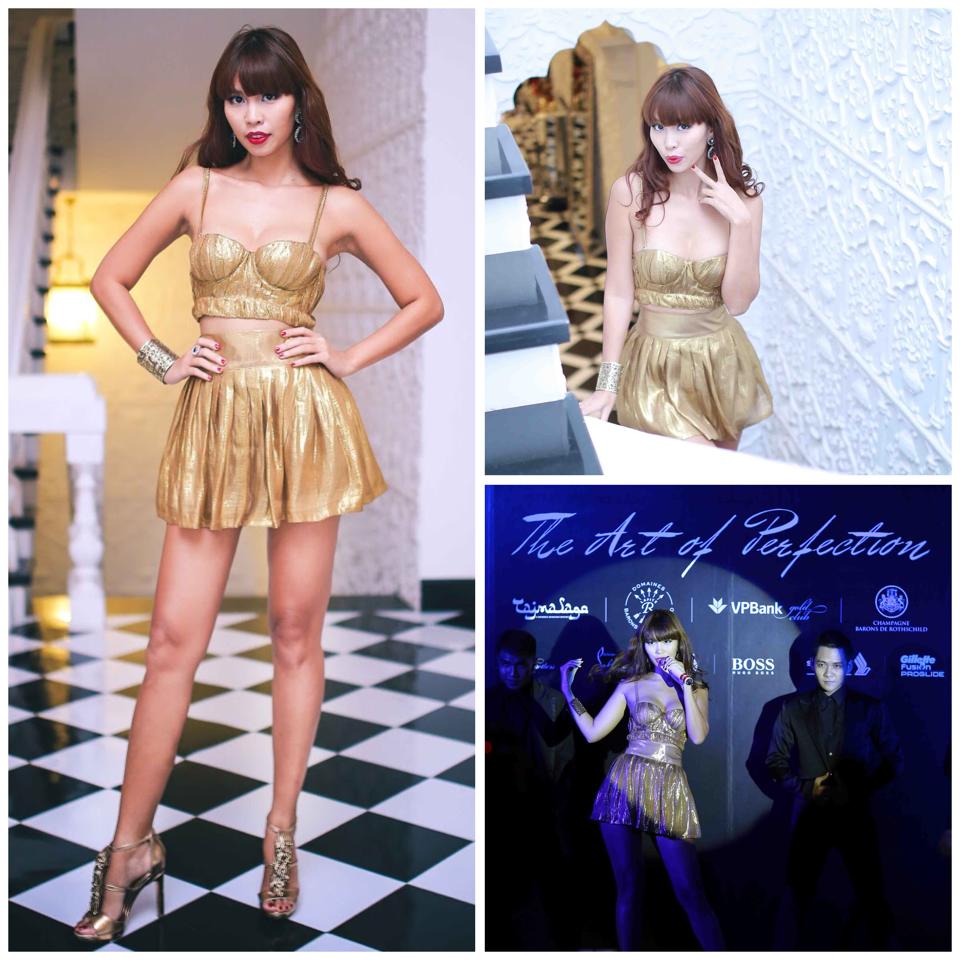 Hà Anh gợi cảm với bộ váy ánh kim: 'Trình diễn ca khúc Model (Take my picture) tại đêm tiệc 'The art of perfeftion' của Esky Club, Esquire Magazine'