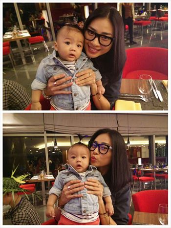Ngô Thanh Vân khen con trai NTK Đỗ Mạnh Cường xinh trai và muốn mình cũng có một em bé như vậy.