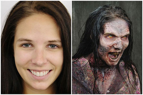 Cô gái xinh đẹp đã hóa thân thành nhân vật zombie ghê rợn.