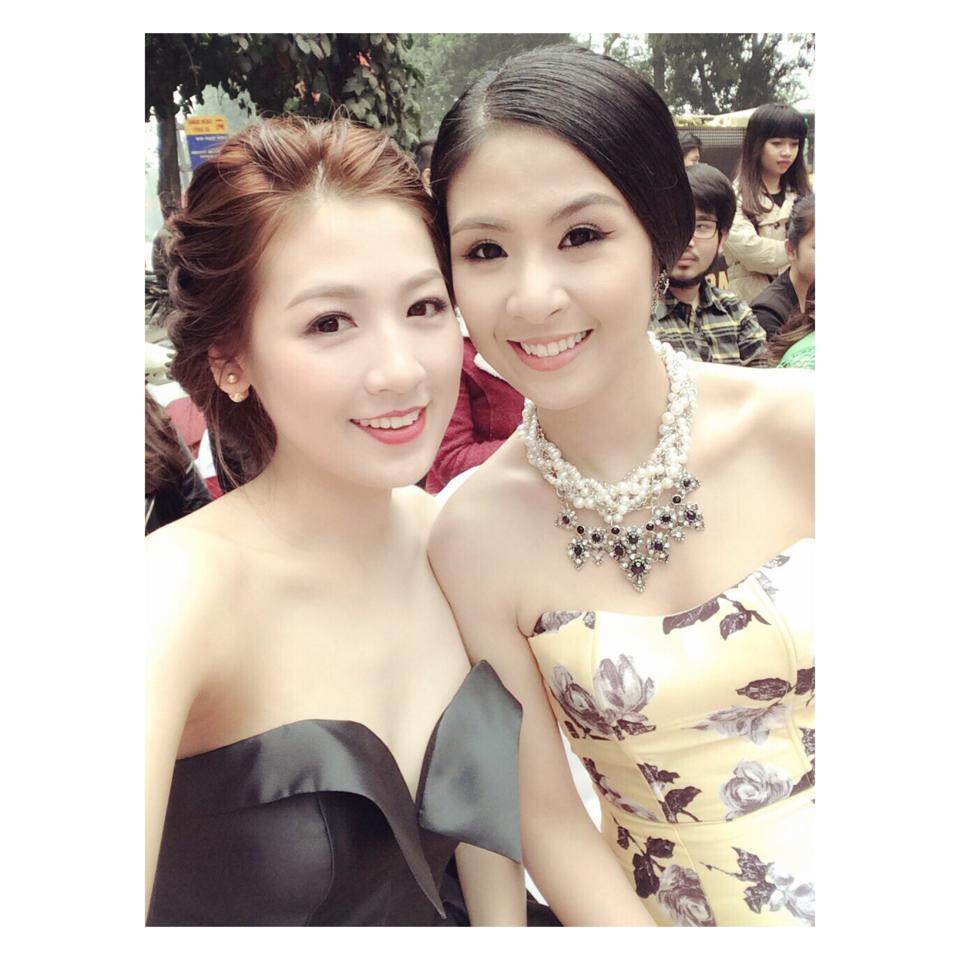 Hoa hậu Ngọc Hân và Á hậu Tú Anh đi dự event tại Hà Nội.