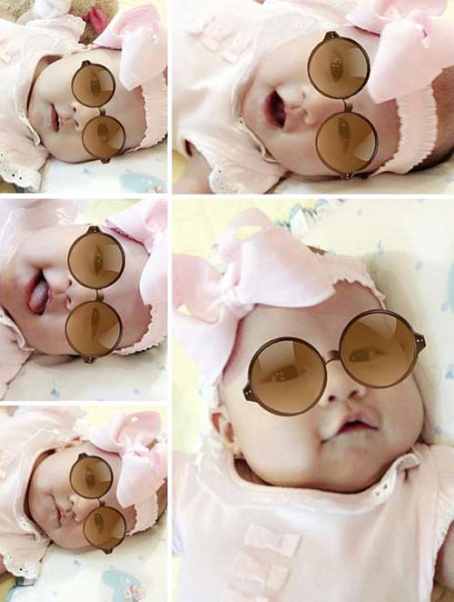 Con gái Vũ Thu Phương hiện đã được hơn 1 tuổi và rất hay được mẹ cho 'đeo kính'.