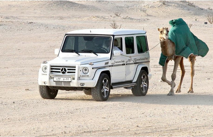 Dắt lạc đà qua sa mạc bằng Mercedes G63 trị giá gần 250.000 USD.