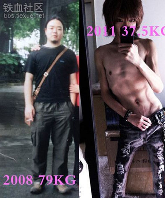 Trong tấm ảnh này, vào năm 2008, Ngụy Nương vẫn là đàn ông và còn là khá hộ pháp với cân nặng 79 kg. Đến năm 2011, bằng chế độ ăn kiêng, người mẫu này đã giảm cân xuống còn 37,5 kg trước khi phẫu thuật chuyển giới.