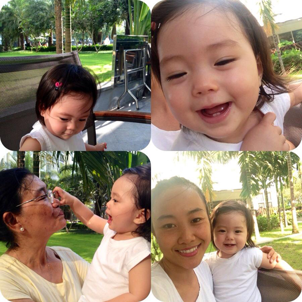 Ca sĩ Đoan Trang ghi lại những khoảnh khắc chơi đùa vui vẻ của con gái trong ngày chủ nhật nắng đẹp.