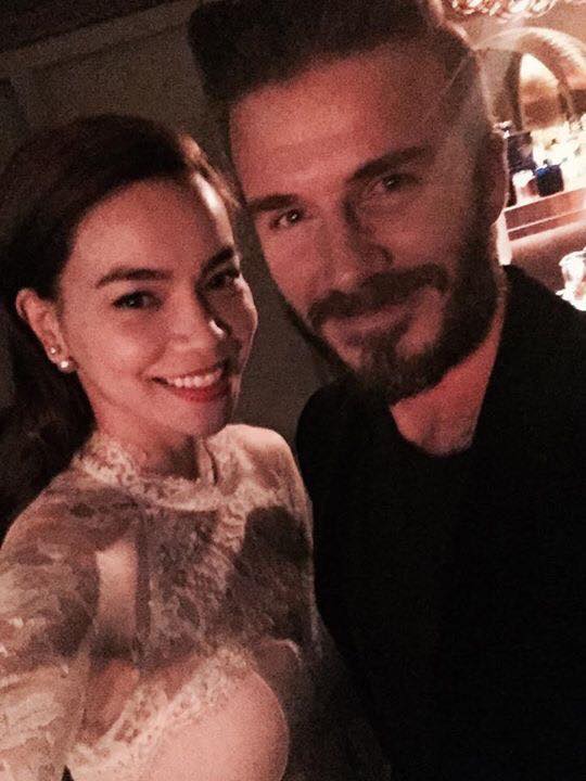 Hồ Hà khoe ảnh selfie với David Beckham.