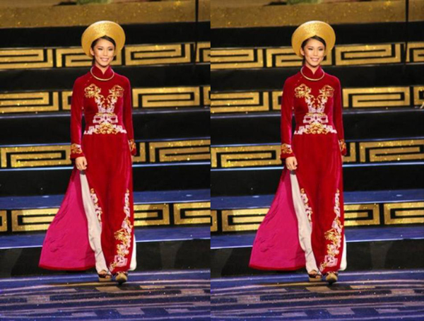 Hoa hậu Hoàn vũ 2007 người Nhật Bản Riyo Mori quý phái trong tà áo đỏ.