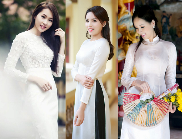 Khoác lên mình chiếc áo dài trắng, những nàng hoa hậu Việt đẹp một cách tinh khôi và ngây ngất lòng người.