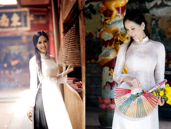 Mai Phương Thúy là hoa hậu có nhiều bộ ảnh diện áo dài trắng nhất showbiz.