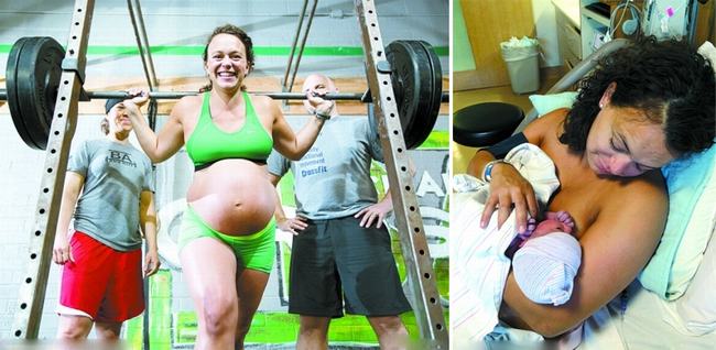 Được bác sĩ dự đoán còn 2 ngày nữa sẽ sinh nhưng Meghan Umphres Leatherman (33 tuổi) sống tại bang Arizona, Mỹ vẫn nhấc được mức tạ gần 100kg.
