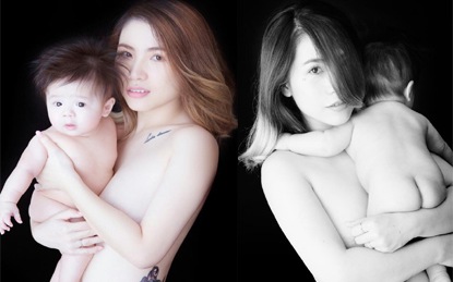 Mới đây nhất là bộ ảnh bán nude tuyệt đẹp của mẹ Việt chụp cùng con trai 5 tháng tuổi.